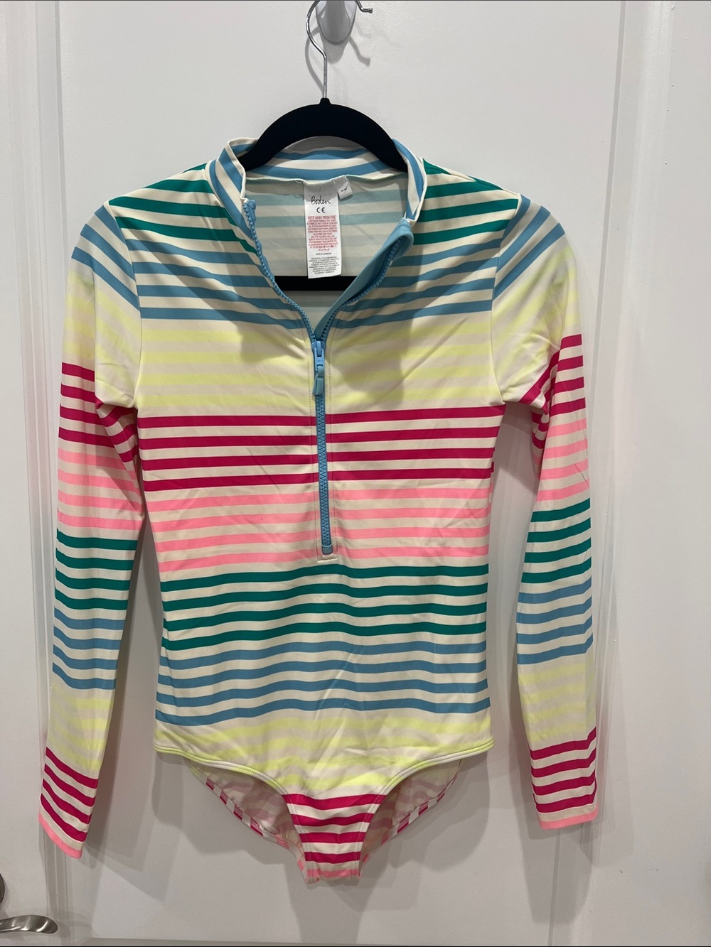 Boden Kids Multi-Color Stripe Long-Sleeve Rash Guard